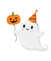 a friendly ghost with a pumpkin 